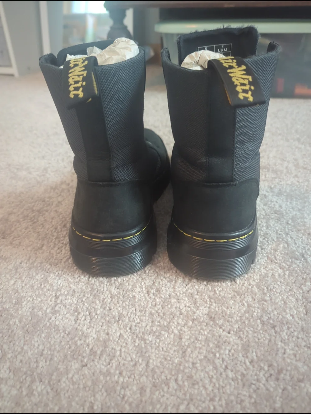 Dr. Martens Black and Yellow Stitch Lace-Up Combat Boots